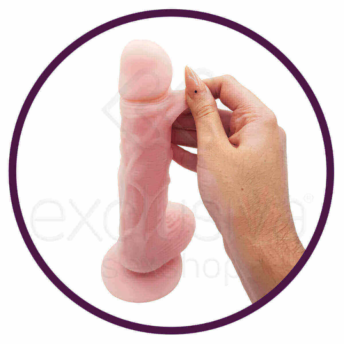 Ailighter Taurus I - Prótese Realística com Pele Beliscável, Glande Definida, Prepúcio, Veias Saltadas, Escroto e Ventosa - 16,5 x 4 cm - 4