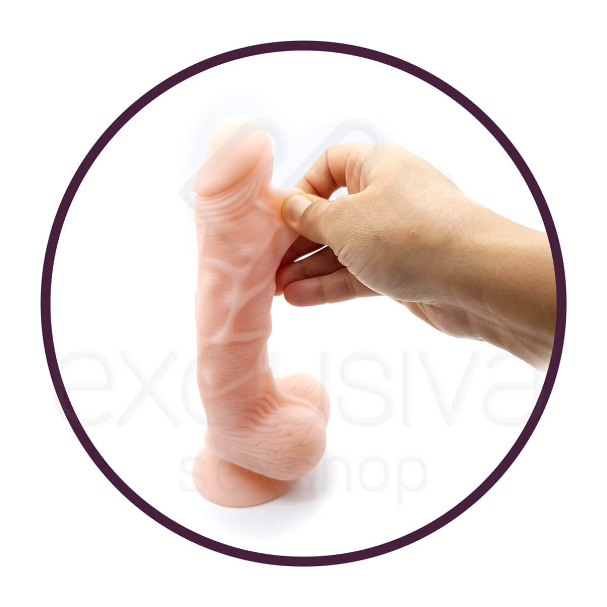 Ailighter Taurus II - Prótese Realística com Pele Beliscável, Glande Definida, Textura Estimuladora, Escroto e Ventosa 16,5 x 4 cm - 4