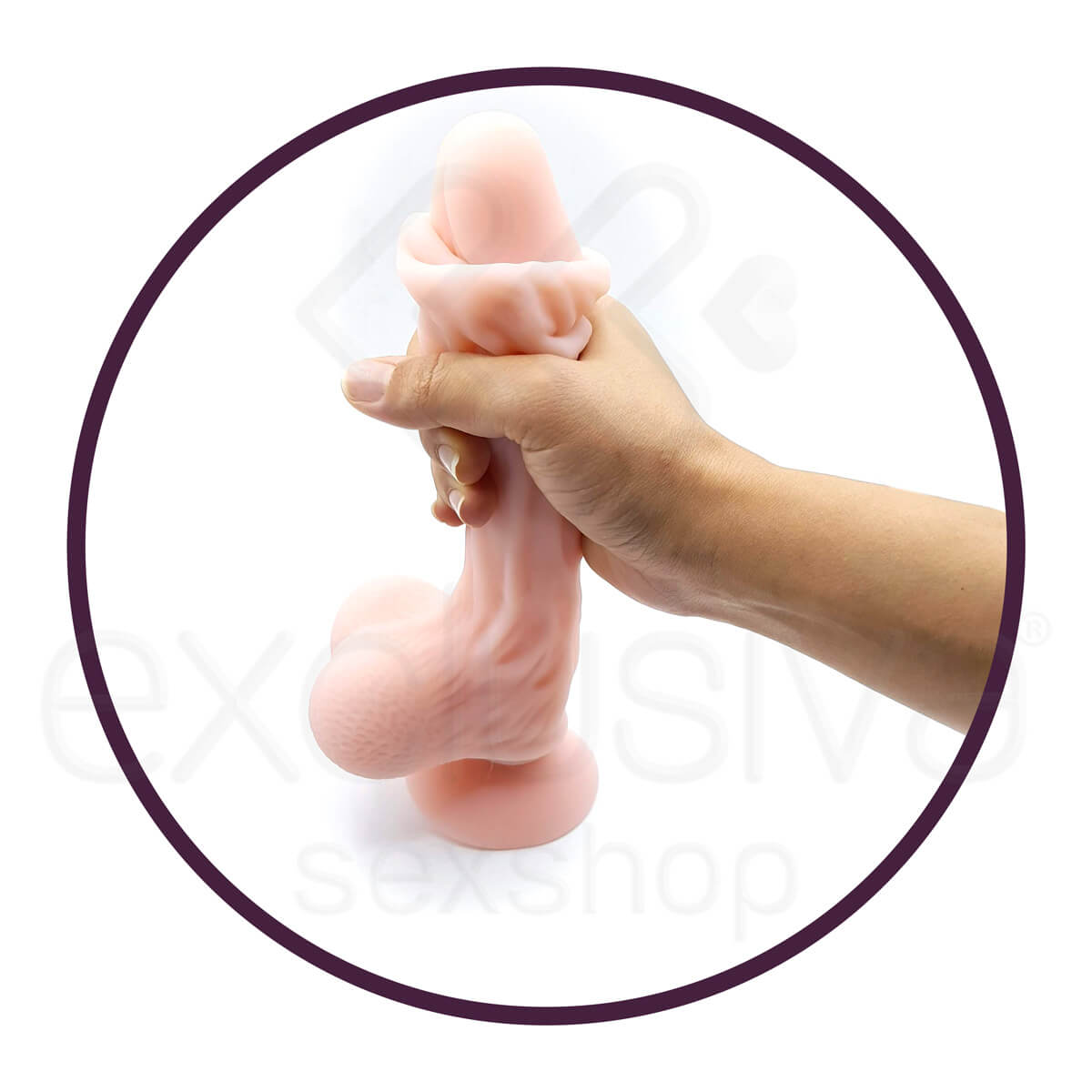 Ailighter Taurus III - Prótese Realística com Pele Beliscável, Glande Definida, Textura Estimuladora, Escroto e Ventosa 17,5 x 4,2 cm - 3