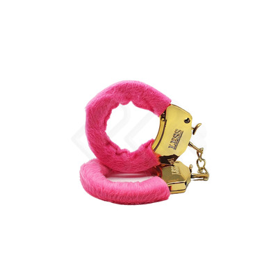 Foto 2 do produto Algemas Douradas em ABS Metalizado e Pelúcia com Trava de Segurança - Hard Less | Cor: Rosa