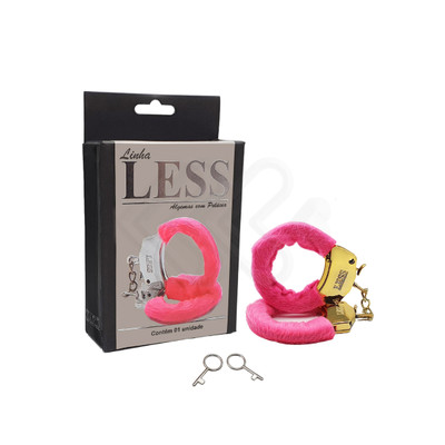 Foto 1 do produto Algemas Douradas em ABS Metalizado e Pelúcia com Trava de Segurança - Hard Less | Cor: Rosa