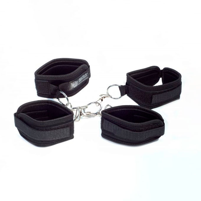 Algemas e Tornozeleiras Interligadas por 1 Argola  com 4 Ganchos - Bondage Lure Cross - 2