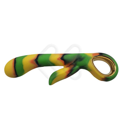 Foto 2 do produto Vibrador Estimulador de Ponto G e Clitóris com 10 Vibrações em 5 Intensidades - Alice My Blazing Rabbit Vibrator | 9,5 x 3,4 cm | Cor: Mesclado (Amarelo, Verde, Laranja e Preto)