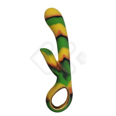Foto 3 do produto Vibrador Estimulador de Ponto G e Clitóris com 10 Vibrações em 5 Intensidades - Alice My Blazing Rabbit Vibrator | 9,5 x 3,4 cm | Cor: Mesclado (Amarelo, Verde, Laranja e Preto)