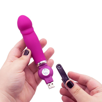 Foto 3 do produto Vibrador com Glande em Silicone Soft Touch com 20 Modos de Vibração e Recarregável por USB - Aphrodisia Alice | 18 x 2,5 cm | Disponível em 2 Cores