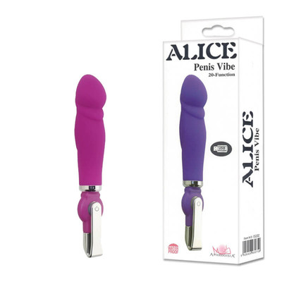 Foto 1 do produto Vibrador com Glande em Silicone Soft Touch com 20 Modos de Vibração e Recarregável por USB - Aphrodisia Alice | 18 x 2,5 cm | Disponível em 2 Cores