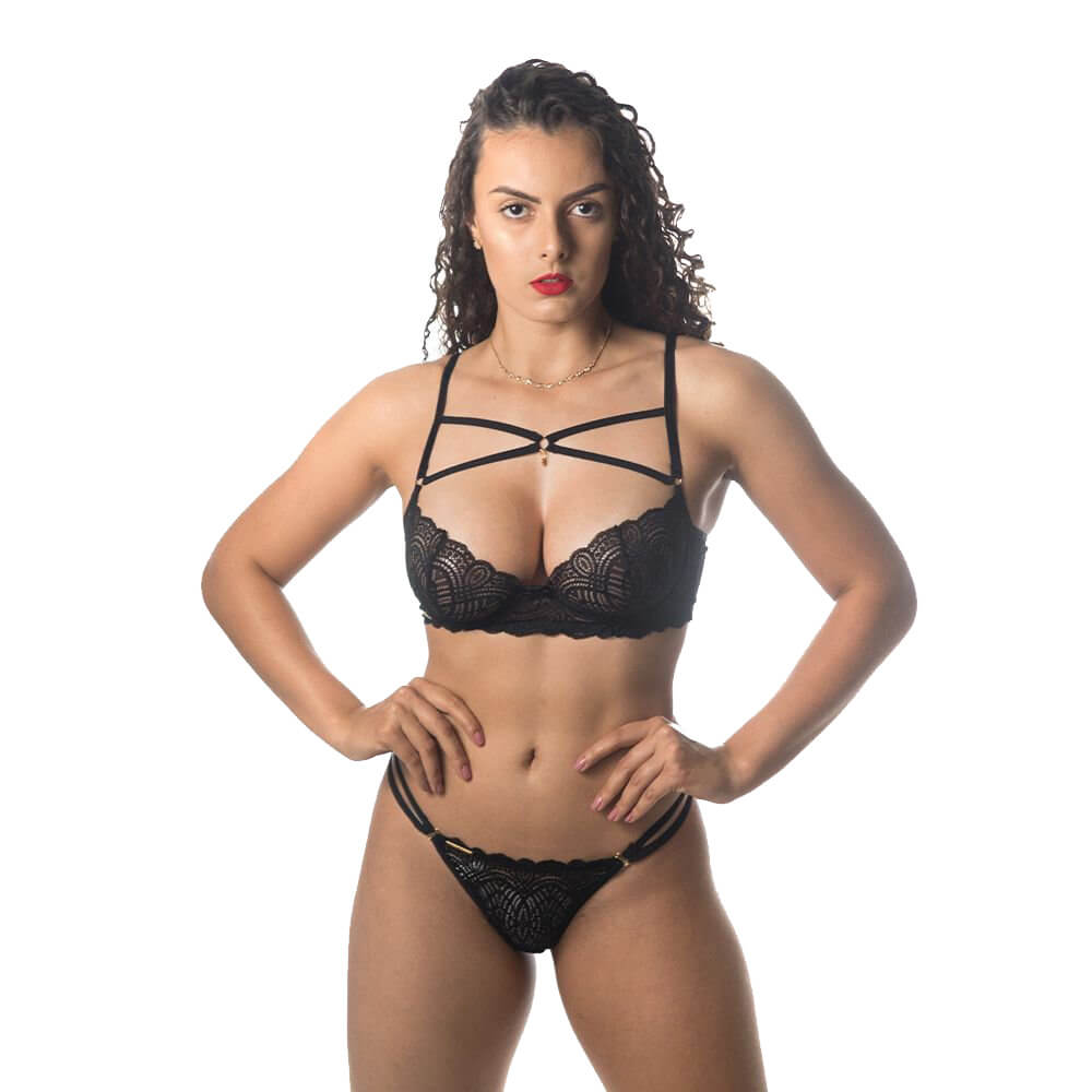 Conjunto Maíra com Sutiã e Fio Dental em Renda - Amor e Sedução | Disponível em 2 Cores e 3 Tamanhos - 3