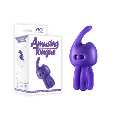 Vibrador Estimulador de Clítoris com Anel para Dedo e Vibração Única - Amusing Tongue - 7,5 x 2,9 cm