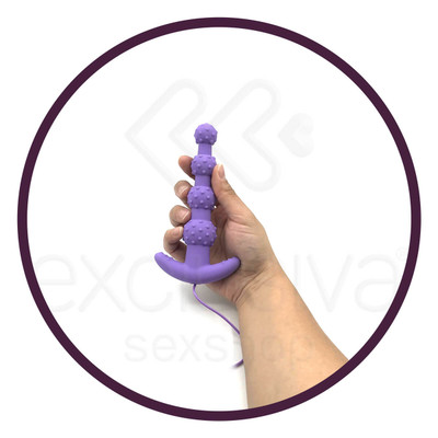 Anal Beads - Plug Anal Soft Touch com 4 Esferas Gradativas, 10 Modos de Vibração e Controle Remoto - 12,3 x 2,6 cm | Cor: Roxo
