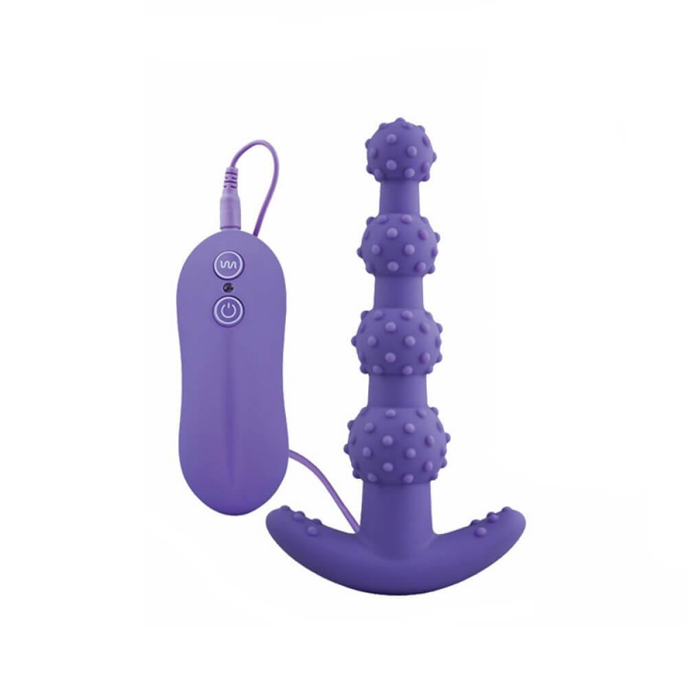 Anal Beads - Plug Anal Soft Touch com 4 Esferas Gradativas, 10 Modos de Vibração e Controle Remoto - 12,3 x 2,6 cm | Cor: Roxo - 2