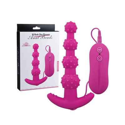 Anal Beads - Plug Anal Soft Touch com 4 Esferas Gradativas, 10 Modos de Vibração e Controle Remoto - 12,3 x 2,6 cm | Cor: Rosa