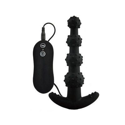 Foto 2 do produto Anal Beads - Plug Anal Soft Touch com 4 Esferas Gradativas, 10 Modos de Vibração e Controle Remoto - 12,3 x 2,6 cm | Cor: Preto