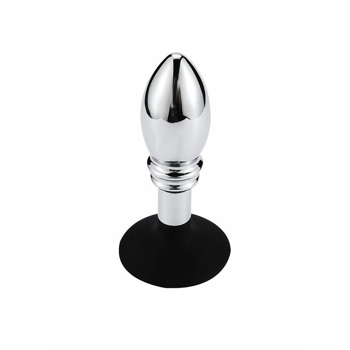 Plug Anal Cônico em Aço Inoxidável com Ventosa Removível em Silicone | 9,7 x 3,4 cm - 4