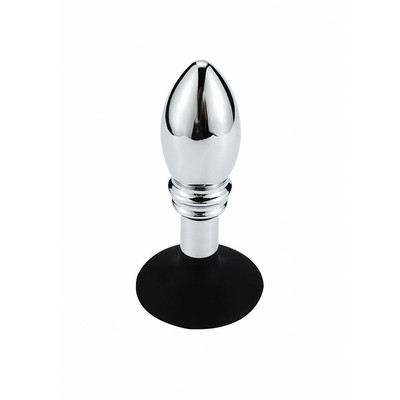 Foto 4 do produto Plug Anal Cônico em Aço Inoxidável com Ventosa Removível em Silicone | 9,7 x 3,4 cm