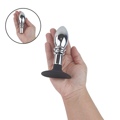Plug Anal Cônico em Aço Inoxidável com Ventosa Removível em Silicone | 9,7 x 3,4 cm