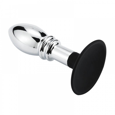 Foto 3 do produto Plug Anal Cônico em Aço Inoxidável com Ventosa Removível em Silicone | 9,7 x 3,4 cm