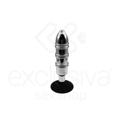 Foto 3 do produto Plug Anal com Linhas Estimuladoras e Base Ventosa em Silicone - Vip Mix | 12,6 x 3 cm