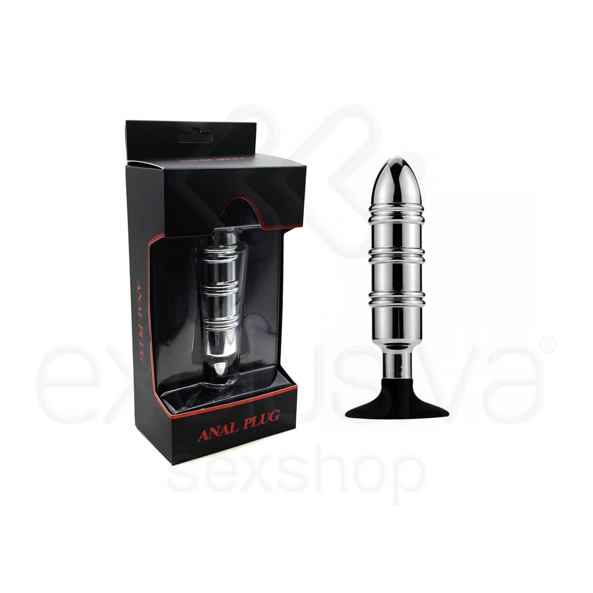 Plug Anal com Linhas Estimuladoras e Base Ventosa em Silicone - Vip Mix | 12,6 x 3 cm - 2