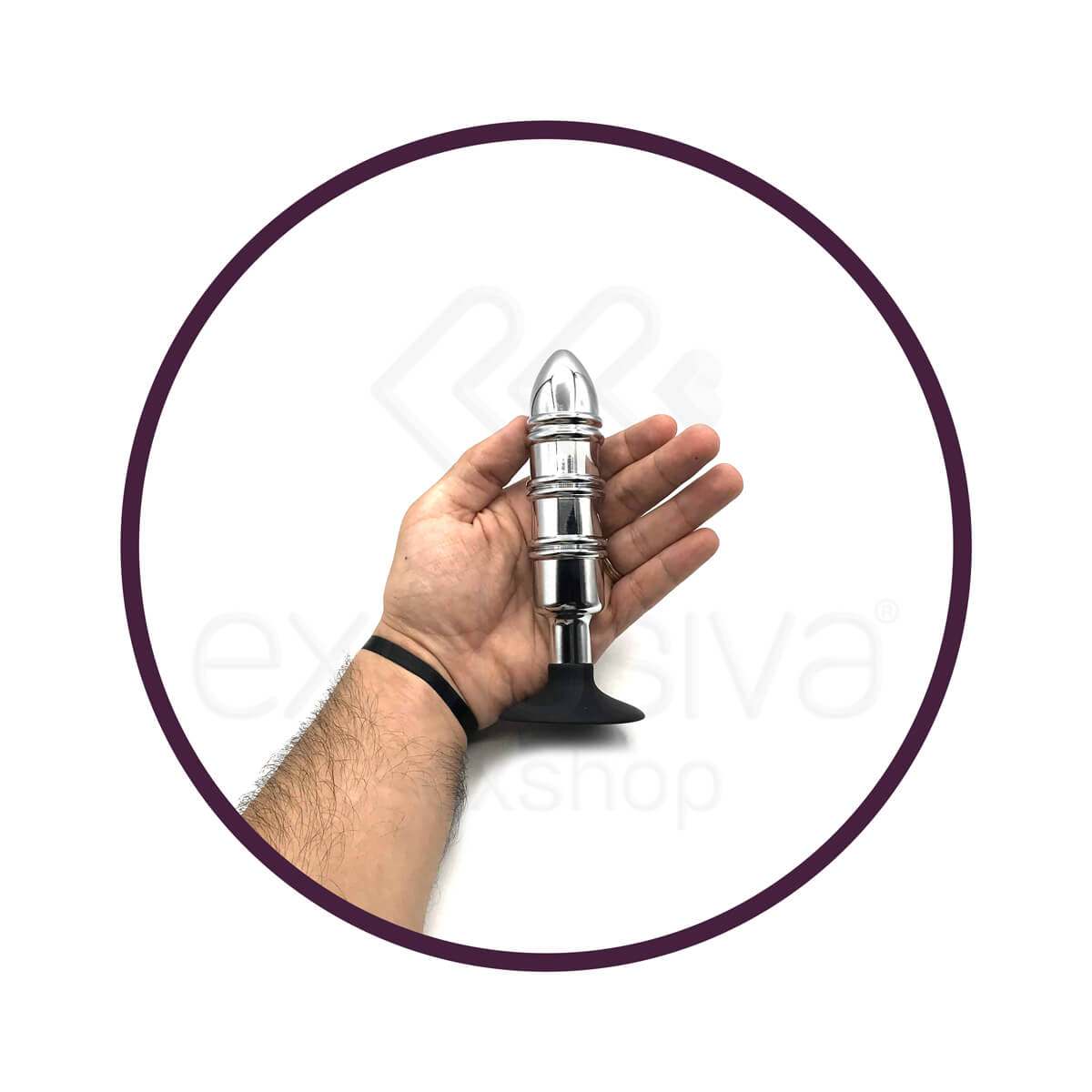 Plug Anal com Linhas Estimuladoras e Base Ventosa em Silicone - Vip Mix | 12,6 x 3 cm - 6