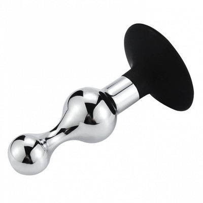 Foto 3 do produto Anal Plug - Plug Anal com Ponta Arredondada Feito em Alumínio Fundido com Base em Silicone e Ventosa