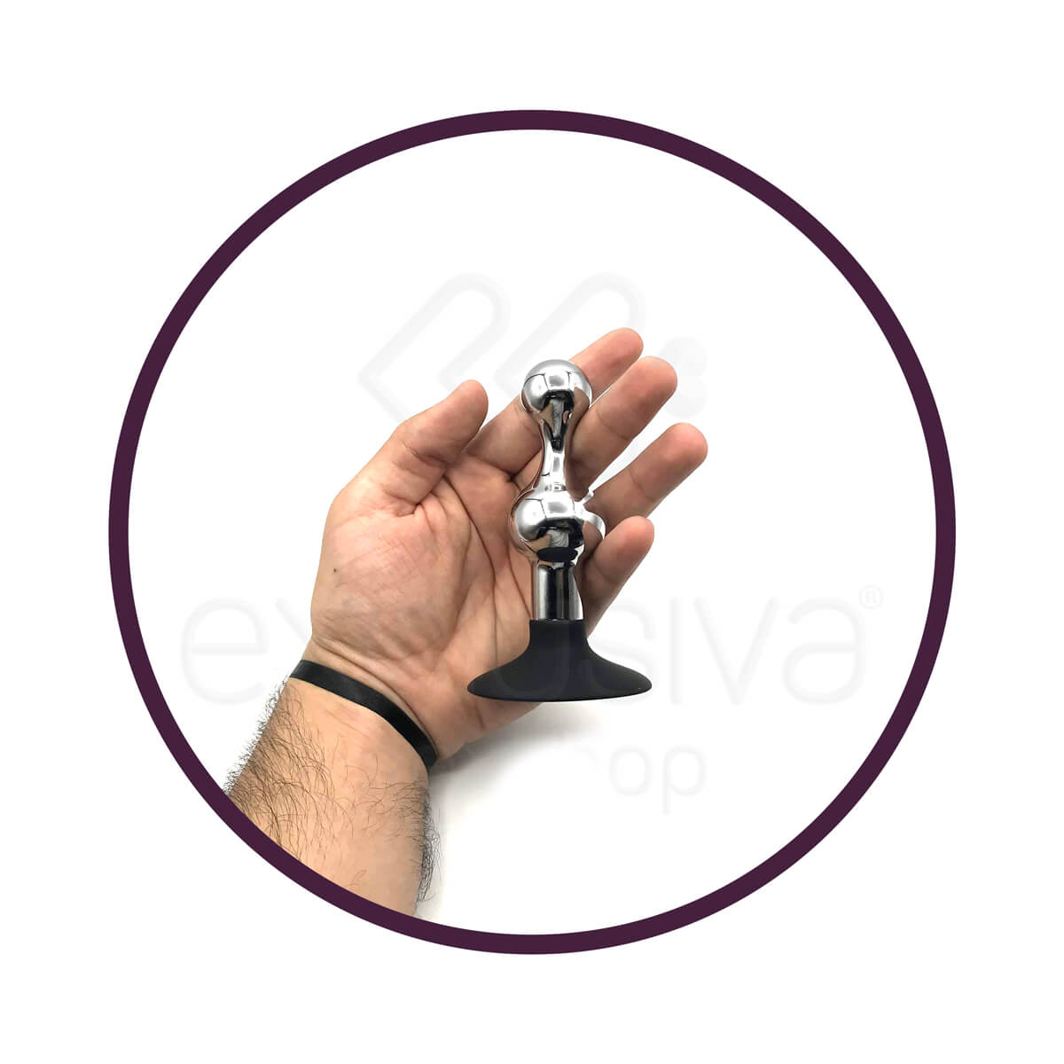 Anal Plug - Plug Anal com Ponta Arredondada Feito em Alumínio Fundido com Base em Silicone e Ventosa - 5