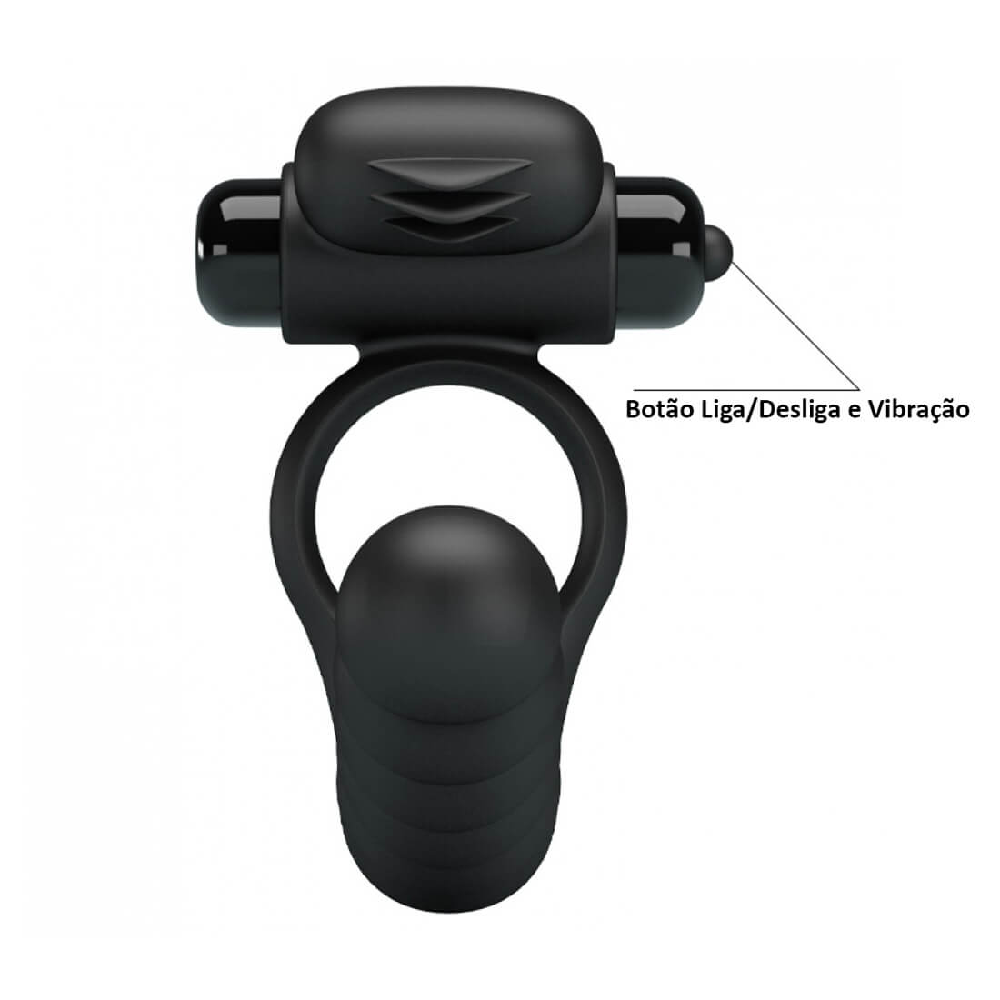 Anel Companheiro Escalonado e Cápsula com 10 Modos de Vibração - Pretty Love Hercules Penis Sheath III - 13 x 2,4 cm - 5