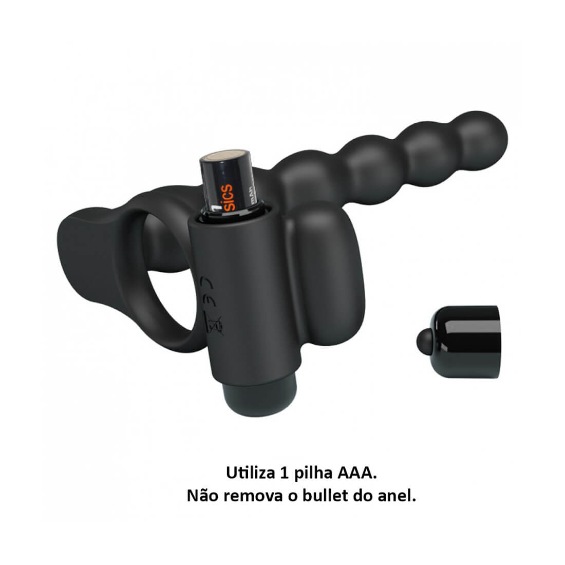 Anel Companheiro Escalonado e Cápsula com 10 Modos de Vibração - Pretty Love Hercules Penis Sheath III - 13 x 2,4 cm - 6