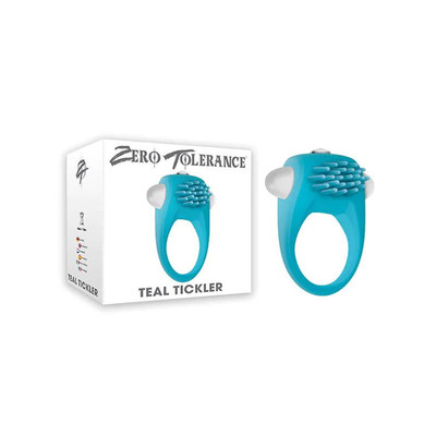 Foto 1 do produto Anel Peniano com Cerdas Estimuladoras e Vibração Única - Zero Tolerance Teal Tickler | 5,2 x 3,4 cm