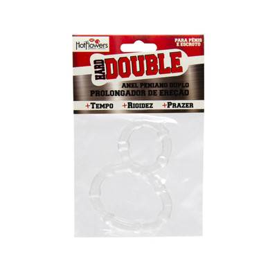 Foto 2 do produto Anel Peniano Duplo em Elastômero com Nódulos Massageadores e Corpo Flexível - Hard Double da Hot Flowers | 1,5 cm - 3,1 cm