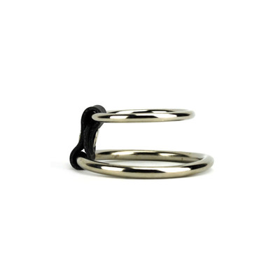 Foto 3 do produto Anel Peniano Duplo em Metal com Tira em Couro Sintético - 3R Import