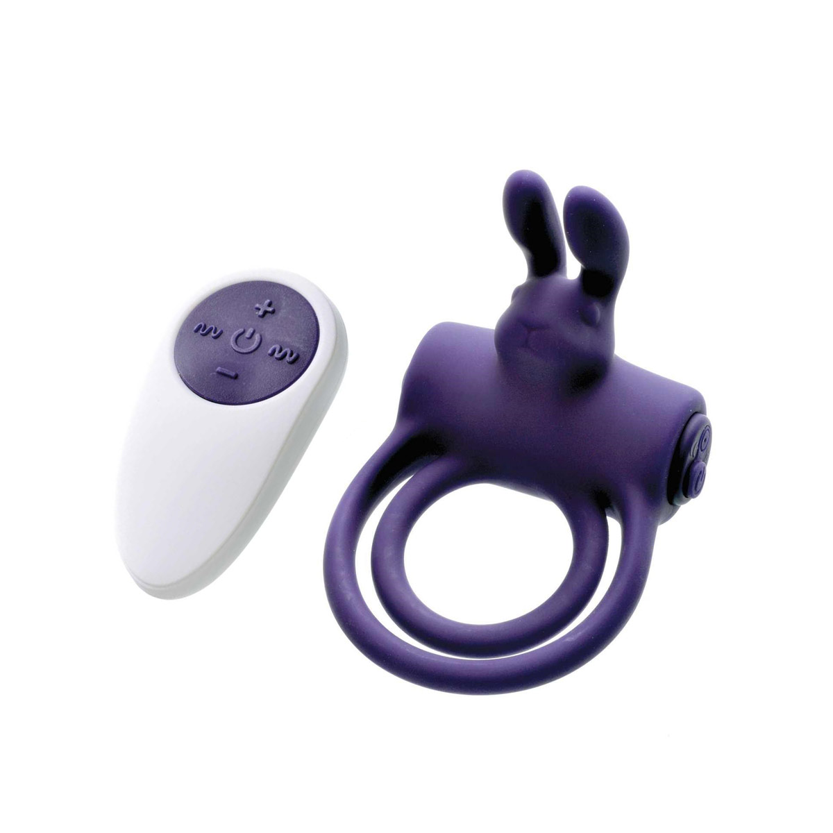 Anel Peniano Duplo para Pênis e Escroto com 10 Modos de Vibração, Controle Remoto Sem Fio e Estimulador de Clitóris em Forma de Coelho - Adam & Eve's Silicone Rechargeable Rabbit Ring | 3 cm | 4,8 cm - 6