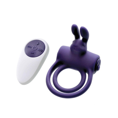 Foto 6 do produto Anel Peniano Duplo para Pênis e Escroto com 10 Modos de Vibração, Controle Remoto Sem Fio e Estimulador de Clitóris em Forma de Coelho - Adam & Eve's Silicone Rechargeable Rabbit Ring | 3 cm | 4,8 cm