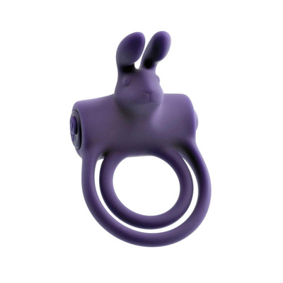 Foto 2 do produto Anel Peniano Duplo para Pênis e Escroto com 10 Modos de Vibração, Controle Remoto Sem Fio e Estimulador de Clitóris em Forma de Coelho - Adam & Eve's Silicone Rechargeable Rabbit Ring | 3 cm | 4,8 cm