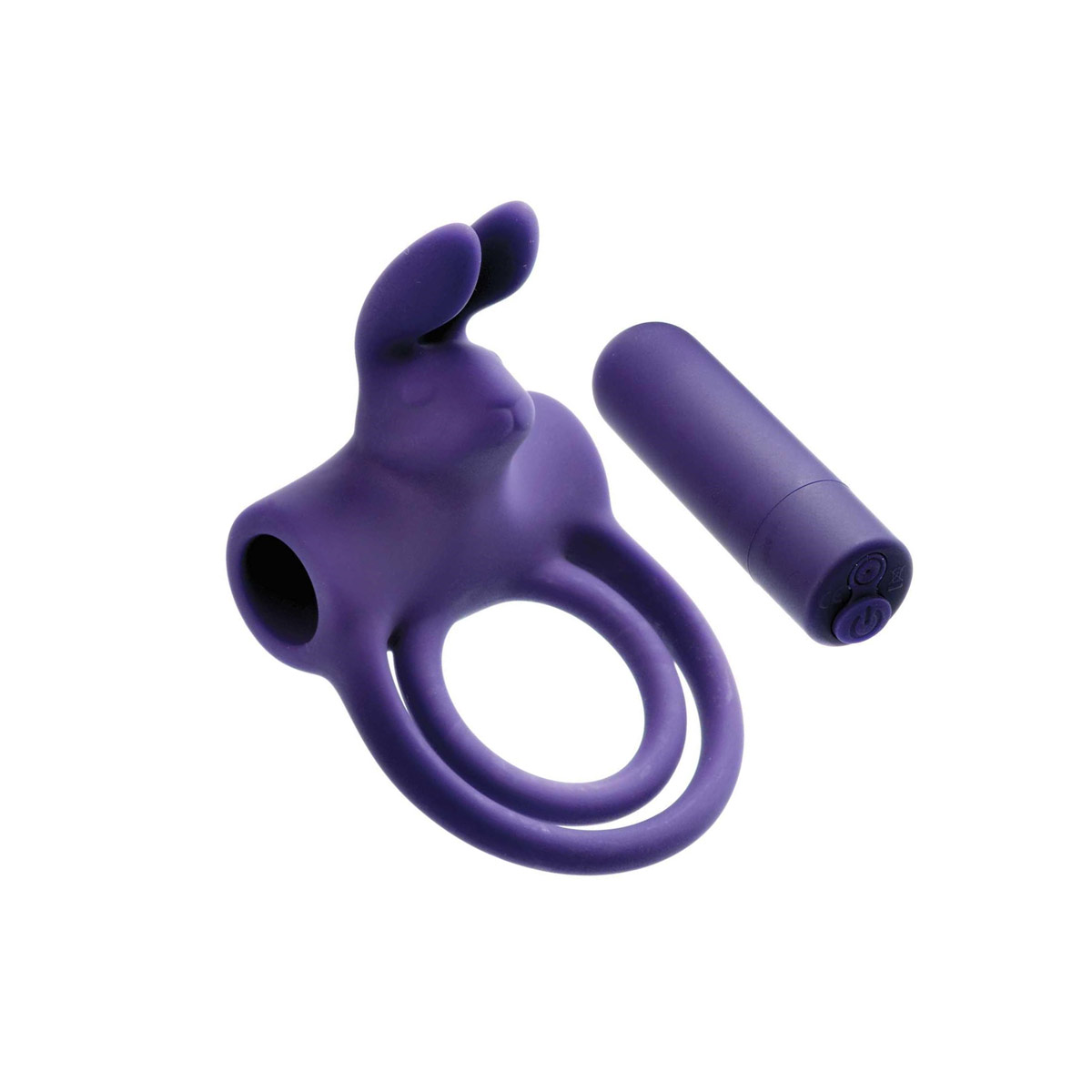 Anel Peniano Duplo para Pênis e Escroto com 10 Modos de Vibração, Controle Remoto Sem Fio e Estimulador de Clitóris em Forma de Coelho - Adam & Eve's Silicone Rechargeable Rabbit Ring | 3 cm | 4,8 cm - 3