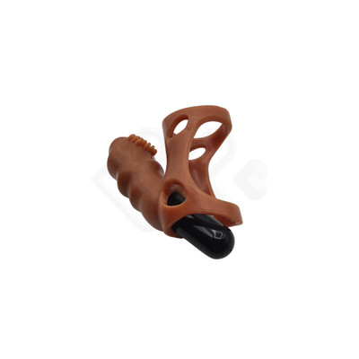 Foto 3 do produto Anel Peniano Duplo para Pênis e Escroto com Cerdas Massageadoras e Bullet em Vibração Única - Tianzun Vibrating Cock Ring | 6,2 x 3,9 cm