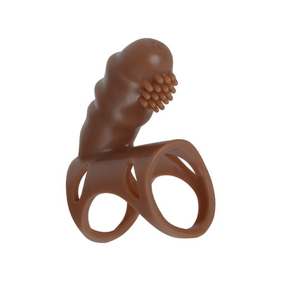 Foto 4 do produto Anel Peniano Duplo para Pênis e Escroto com Cerdas Massageadoras e Bullet em Vibração Única - Tianzun Vibrating Cock Ring | 6,2 x 3,9 cm