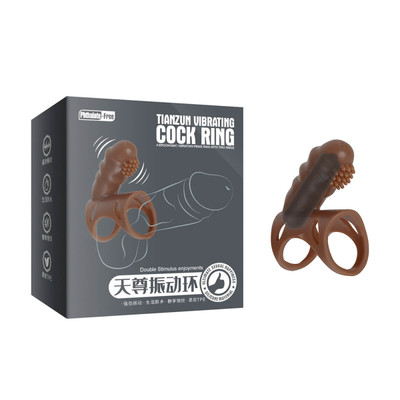 Anel Peniano Duplo para Pênis e Escroto com Cerdas Massageadoras e Bullet em Vibração Única - Tianzun Vibrating Cock Ring | 6,2 x 3,9 cm