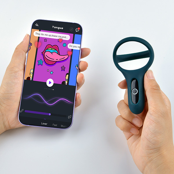 Anel Peniano Duplo Recarregável em Silicone com 7 Modos de Vibração com Controle Via Aplicativo - Magic Motion Rise - 8,9 x 5,1 cm - 4