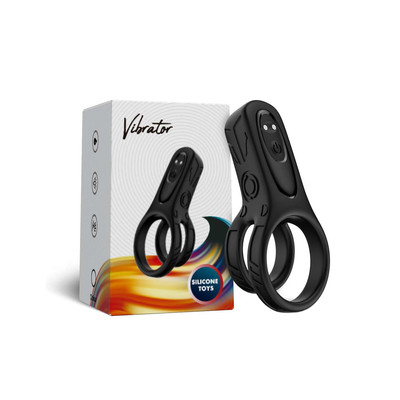 Anel Peniano Duplo em Silicone com Estimulador de Clitóris e 9 Modos de Vibração e Cápsula Removível | 10 x 4,9 cm