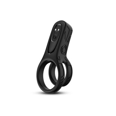 Foto 3 do produto Anel Peniano Duplo em Silicone com Estimulador de Clitóris e 9 Modos de Vibração e Cápsula Removível | 10 x 4,9 cm