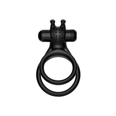 Foto 2 do produto Anel Peniano Duplo em Silicone com Estimulador de Clitóris, Nódulos e Cápsula Vibratória - Stay Hard