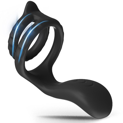 Foto 6 do produto Anel Peniano Duplo em Silicone Soft Touch com Estimulador de Clitóris e 10 Modos de Vibração - Vibrative Dual Cock Ring