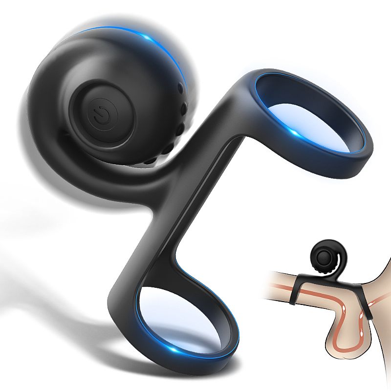 Anel Peniano Duplo em Silicone Soft Touch, Recarregável e Modos de 9 Vibração - S-hande Cyber Punk | 6,8 x 8,2 cm - 3