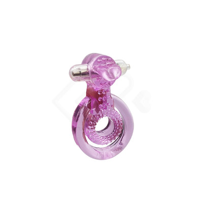 Foto 2 do produto Anel Peniano Duplo em Silicone com Vibração Única e Língua Estimuladora - Dual Rings Vibe Tongue Style | 8,7 x 5,6 cm | Cor: Roxo