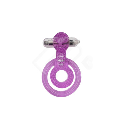 Foto 4 do produto Anel Peniano Duplo em Silicone com Vibração Única e Língua Estimuladora - Dual Rings Vibe Tongue Style | 8,7 x 5,6 cm | Cor: Roxo