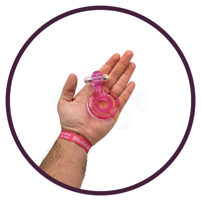 Foto 9 do produto Anel Peniano Duplo em Silicone com Vibração Única e Língua Estimuladora - Dual Rings Vibe Tongue Style | 8,7 x 5,6 cm | Cor: Rosa