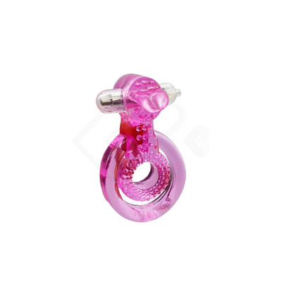 Foto 2 do produto Anel Peniano Duplo em Silicone com Vibração Única e Língua Estimuladora - Dual Rings Vibe Tongue Style | 8,7 x 5,6 cm | Cor: Rosa