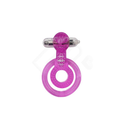 Foto 4 do produto Anel Peniano Duplo em Silicone com Vibração Única e Língua Estimuladora - Dual Rings Vibe Tongue Style | 8,7 x 5,6 cm | Cor: Rosa