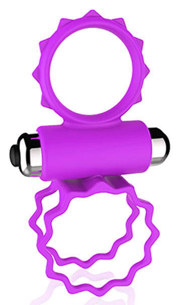 Anel Peniano Duplo com Vibração Única - Bob Cock Ring - 9 x 3 cm | Cor: Roxo - 2