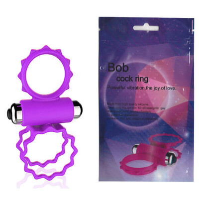 Foto 1 do produto Anel Peniano Duplo com Vibração Única - Bob Cock Ring - 9 x 3 cm | Cor: Roxo